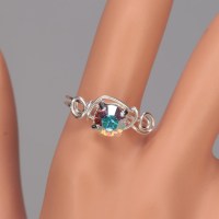 12917 925er Ring mit Swarovski® Xirius, 8mm, crystal AB, gedrahtet