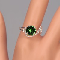 12919 925er Ring mit Swarovski® Xirius, 8mm, fern green, gedrahtet