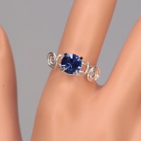 12920 925er Ring mit Swarovski® Xirius, 8mm, sapphire, gedrahtet