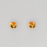 12935 925er Ohrstecker mit Swarovski® Rivoli 8mm, sunflower unfoiled, gefasst