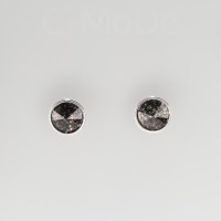 12937 925er Ohrstecker mit Swarovski® Rivoli 8mm, crystal black patina, gefasst