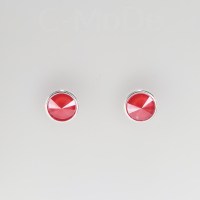 12942 925er Ohrstecker mit Swarovski® Rivoli 8mm, crytal royal red, gefasst