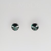 12944 925er Ohrstecker mit Swarovski® Rivoli 8mm, emerald silver patina unfoiled, gefasst