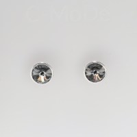 12945 925er Ohrstecker mit Swarovski® Rivoli 8mm, crystal silver night, gefasst