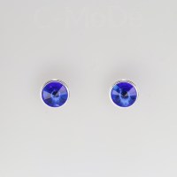 12948 925er Ohrstecker mit Swarovski® Rivoli 8mm, majestic blue unfoiled, gefasst