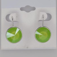 12967 925er Ohrringe mit Swarovski® Rivoli 14mm crystal lime