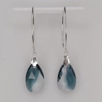 12968 925er Ohrringe mit Swarovski® Tropfen 22mm crystal montana blend