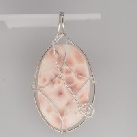 12975 925er Anhänger gedrahtet mit Thomsonit (pink Larimar)
