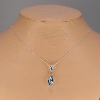 12982 925er Kette mit Swarovski® Navette 15mm aquamarine ignite in Krassenfassung