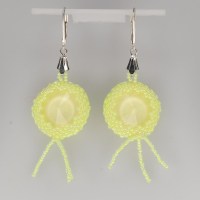 12987 925er Ohrringe mit Swarovski® Rivolis 18mm crystal powder yellow in Delicaperlen eingefasst (Peyote)