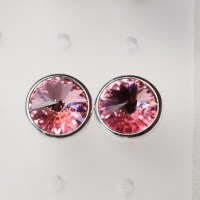 12993 925er Ohrstecker gefasst mit Swarovski® Rivoli light rose