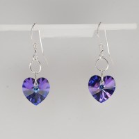 12996 925er Ohrringe mit Swarovski® Herzen 10mm crystal heliotrope