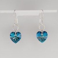 12999 925er Ohrringe mit Swarovski® Herzen 10mm crystal bermuda blue