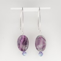 13002 925er Ohrringe mit Fluorit Ellipse und Swarovski® Xilion 6mm