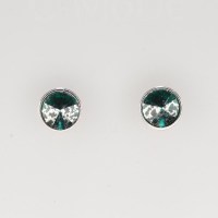 13004 925er Ohrstecker mit Swarovski® Rivoli 8mm emerald silver patina, gefasst