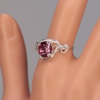 13006 925er Ring mit Swarovski® Chaton 8mm, rose, gedrahtet