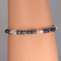13007 925er Arnband mit bedampften Hämatit Chokis und Swarovski® Xilions 10mm crystal 2xAB