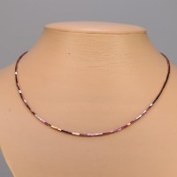 13015 Kette aus feinen Hämatit Quadern bedampft 3x1mm, Verschluß Sterlingsilber