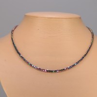 13016 Kette aus feinen Hämatit Würfel abgerundet bedampft, Verschluß Sterlingsilber