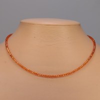13017 Kette mit 160 Swarovski® Xilions 3mm tangerine, Verschluß Sterlingsilber