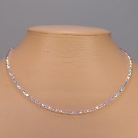 13022 Kette mit 167 Swarovski® Xilions 3mm crystal 2xAB, Verschluß Sterlingsilber