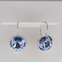 13026 925er Ohrringe mit Swarovski® Rivoli 14mm light sapphire, gefasst