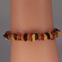 13033 925er Armband aus flachen Bernstein Nuggets (Copal) mit Farbverlauf
