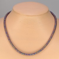 13054 Kette mit kleinen matten Hämatitscheiben 4mm bunt galvanisiert, Verschluss Sterlingsilber
