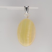 13069 Silberanhänger gedrahtet mit gelbem Onyx oval, Draht 935er Silber, Öse 925er Silber