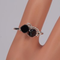 13076 925er Ring gedrahtet mit flachen Spinell Linsen