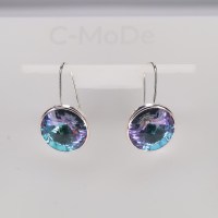13080 925er Ohrringe mit Swarovski® Rivoli 14mm crystal vitrail light, gefasst