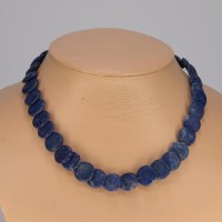 13087 Kette mit schräg aufeinanderliegenden Lapislazuli Scheiben, 925er Verschluss
