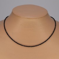 13090 Kette aus feinen facettierten Onyx Perlchen, 925er Verschluss
