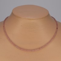 13091 Kette aus feinen facettierten Rhodochrosit Perlchen, 925er Verschluss