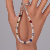 13095-1 Armband mit Muschel Knochen und Swarovski® Xilions 6mm im Farbverlauf, 925er Verschluss