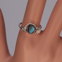13098 925er Ring Drahtschmuck mit blau schimmerndem Labradorit