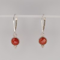 13107 925er Ohrringe mit facettierten Karneol Cabochons geschlossene Klappbrisuren