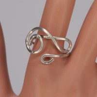 13114 925er Ring Drahtschmuck gehämmert mit Notenschlüssel
