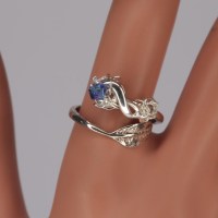 13115 925er Ring mit Blatt und Notenschllüssel sowie 1 Swarovski® Xilion