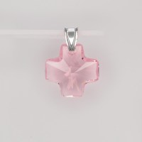 13122 925er Anhänger mit Swarovski® Kreuz 20mm light rose