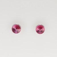 13127 925er Ohrstecker mit Swarovski® Rivolis 8mm fuchsia