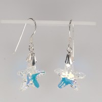 13130 925er Ohrringe mit Swarovski® Seesternen 16mm crystal AB