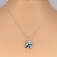 13137 925er Singapurkette mit Swarovski® Anhänger Seestern 16mm aquamarine AB
