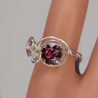 13149 925er Ring gedrahtet mit Swarovski® Xirius Chaton 8mm rose