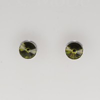13151 925er Ohrstecker mit Swarovski® Rivoli 8mm olivine, gefasst