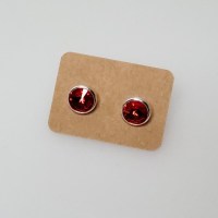 13153 925er Ohrstecker gefasst mit Swarovski® Rivoli 8mm light siam