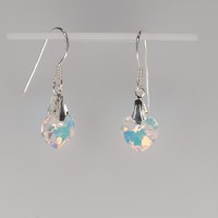13155 925er Ohrringe mit Swarovski® Herzen 10mm crystal AB
