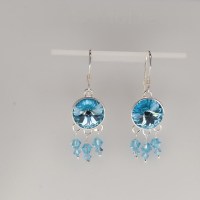 13165 925er Ohrringe mit Swarovski® Rivoli 12mm und Xilions 3mm und 4mm, aquamrine, Ohrringe sind gefasst, nicht geklebt