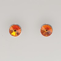 13171 925er Ohrstecker mit Swarovski® Rivoli 8mm tangerine, gefasst, nicht geklebt