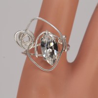 13174 925er Ring gedrahtet mit Swarovski® Navette 15mm crystal
